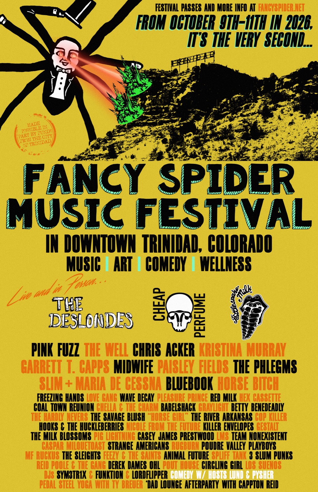 2026 Fancy Spider Music Festival poster. Full lineup and poster details follow below.