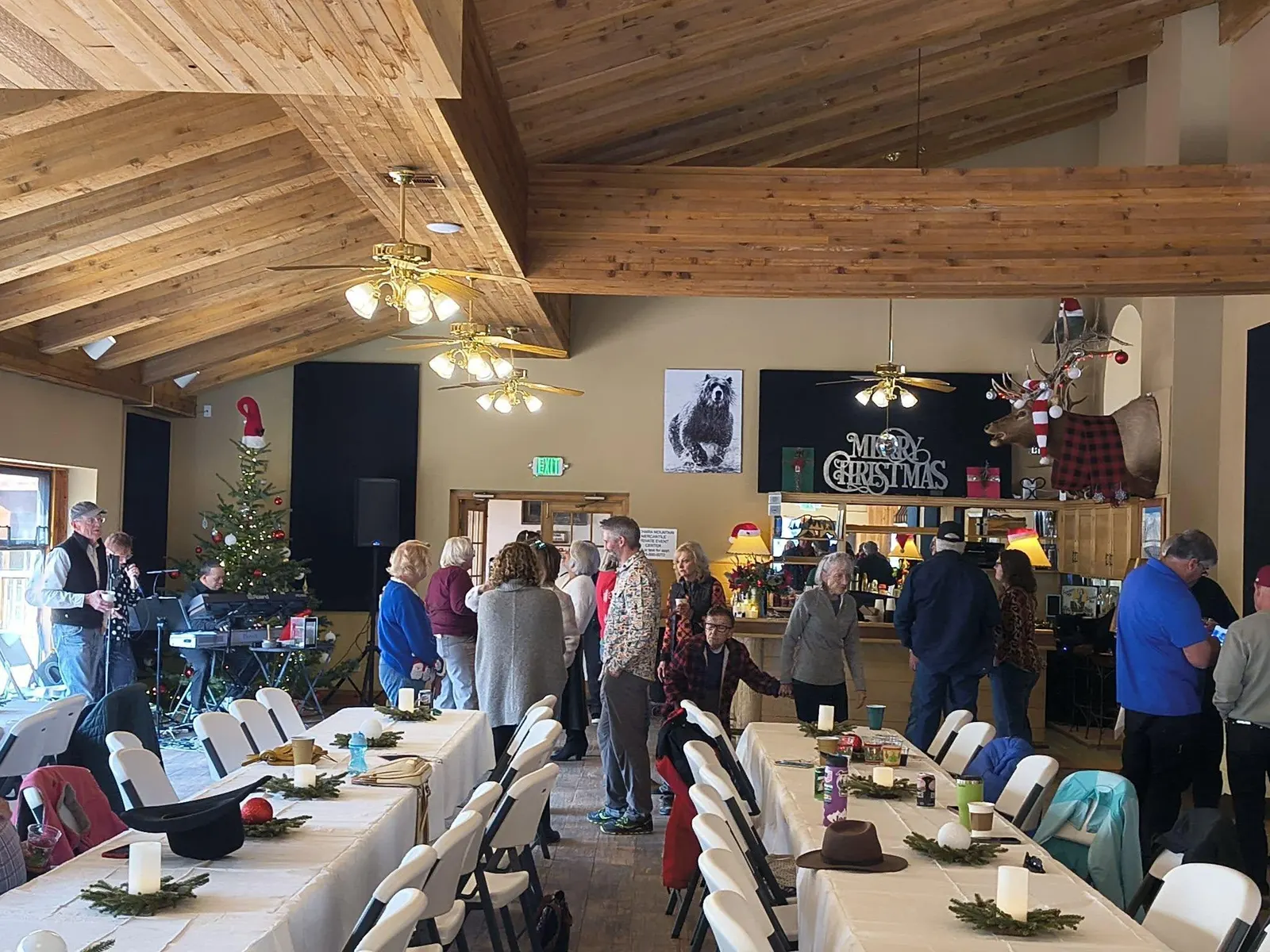 Visitors gathered inside the Cuchara Mountain Mercantile event space.