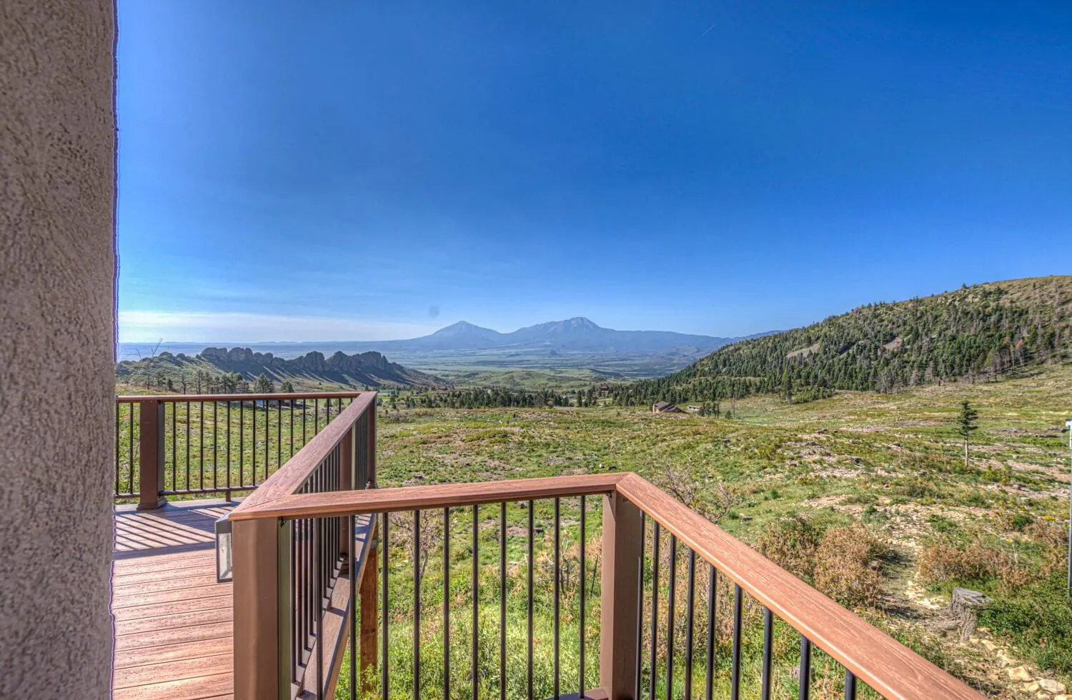 Deck overlooking the valley and Spanish Peaks near La Veta.