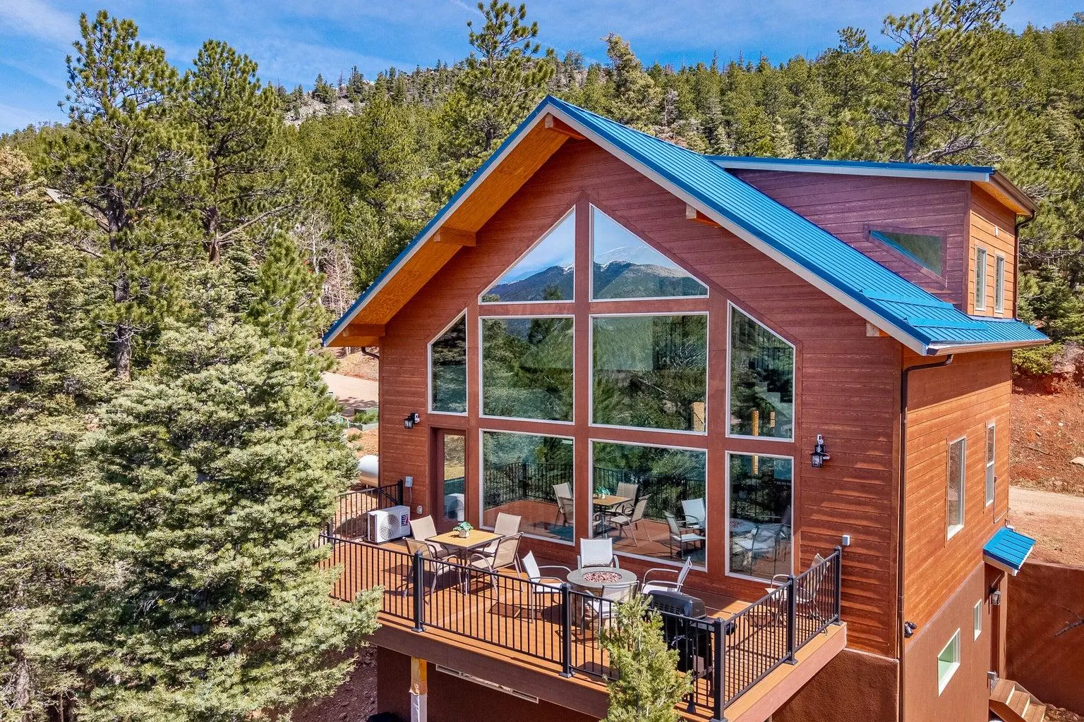 Wood-and-glass mountain home at 75 Emerald Lane in Cuchara.