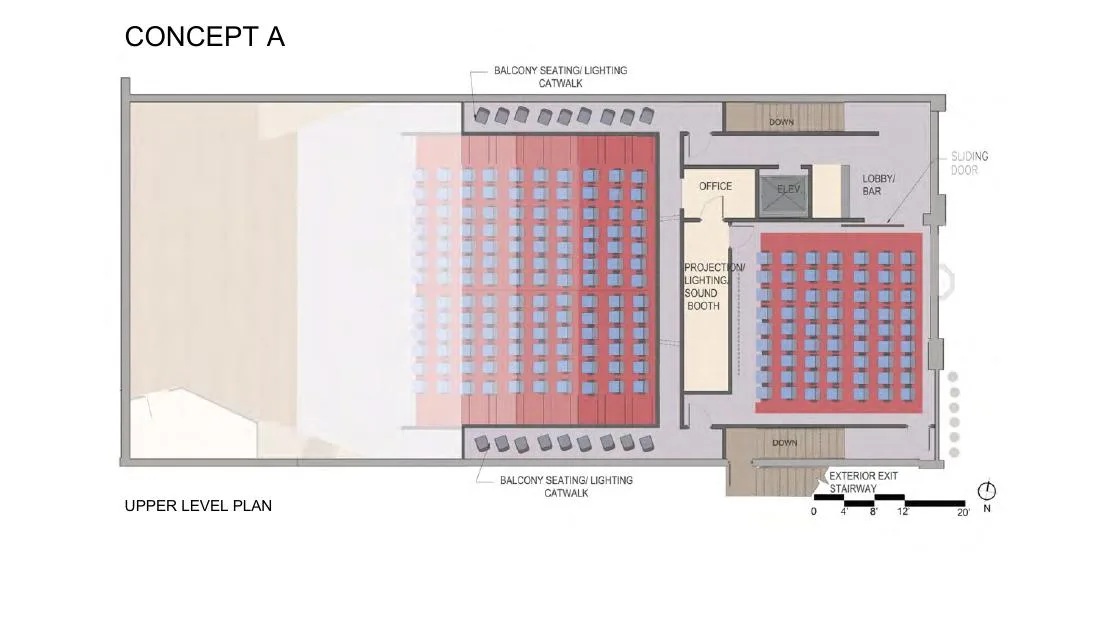 Concept A: upper-level plan, a CU Denver schematic concept from 2019.