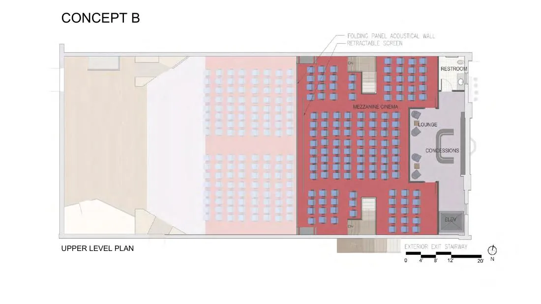 Concept B: upper-level plan, a CU Denver schematic concept from 2019.