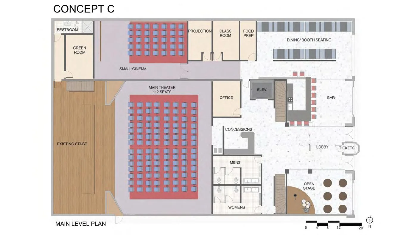 Concept C: main-level plan, a CU Denver schematic concept from 2019.