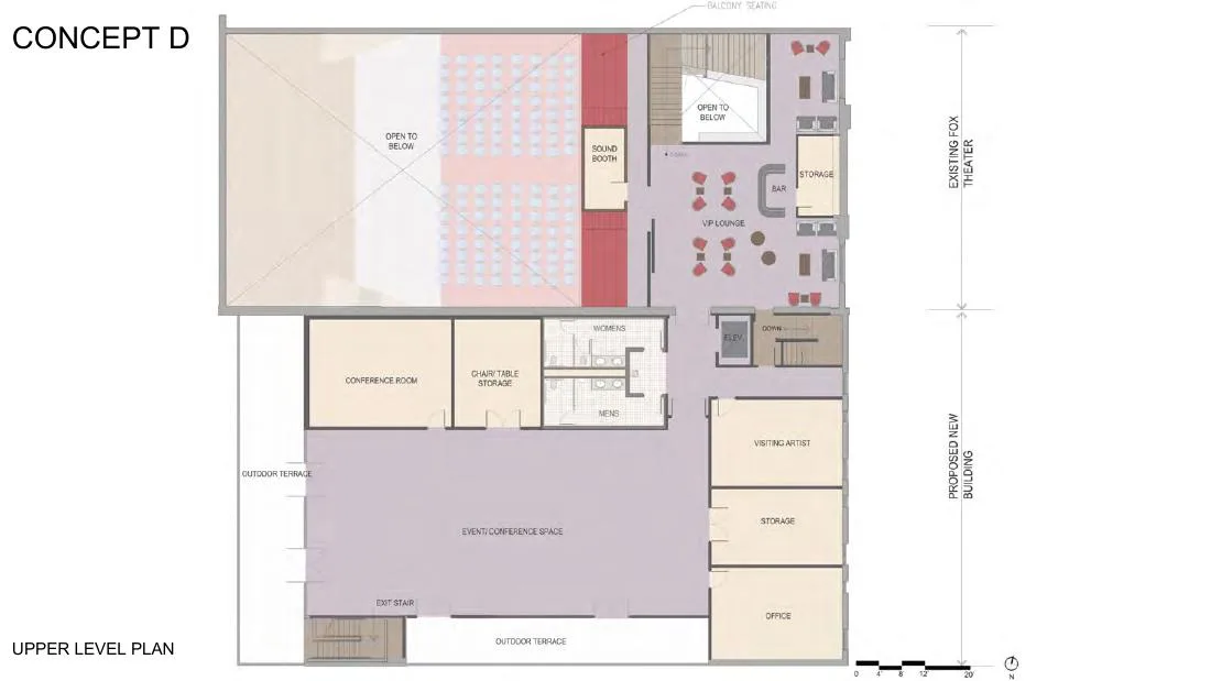 Concept D: upper-level plan with south expansion, a CU Denver schematic concept from 2019.