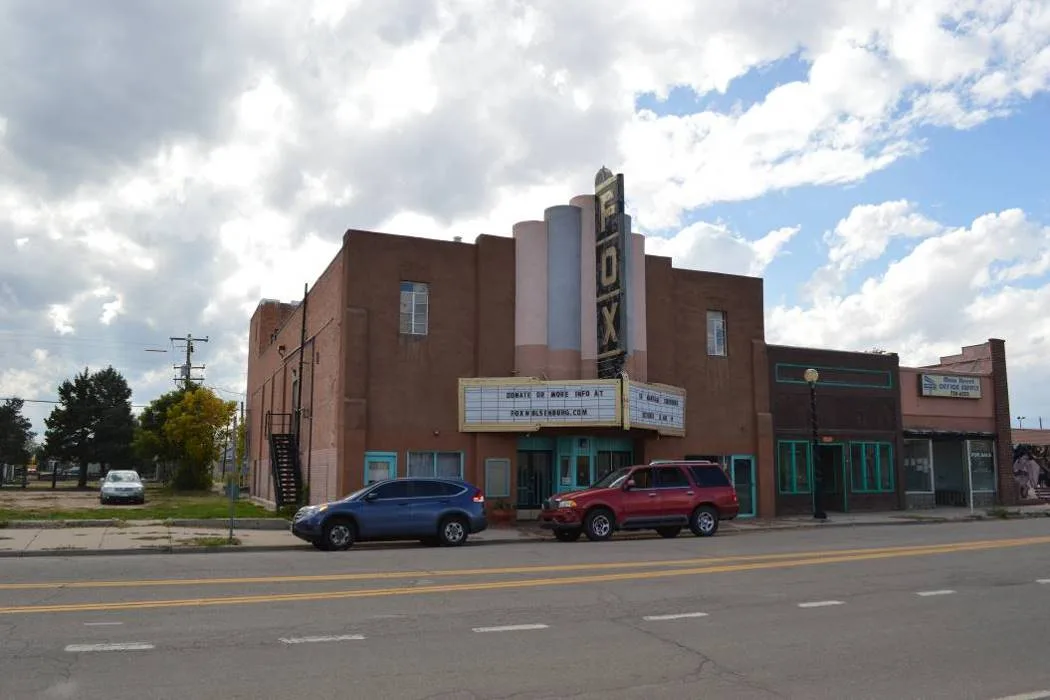 East elevation of the Fox Theatre photographed from across Main Street during the historic structure assessment.
